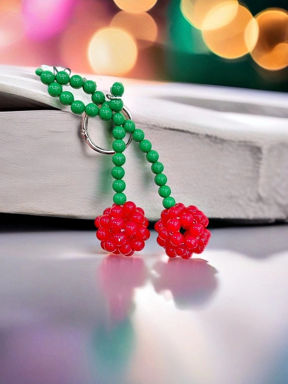Beaded Cherry 🍒 Keychain/Bag Charm